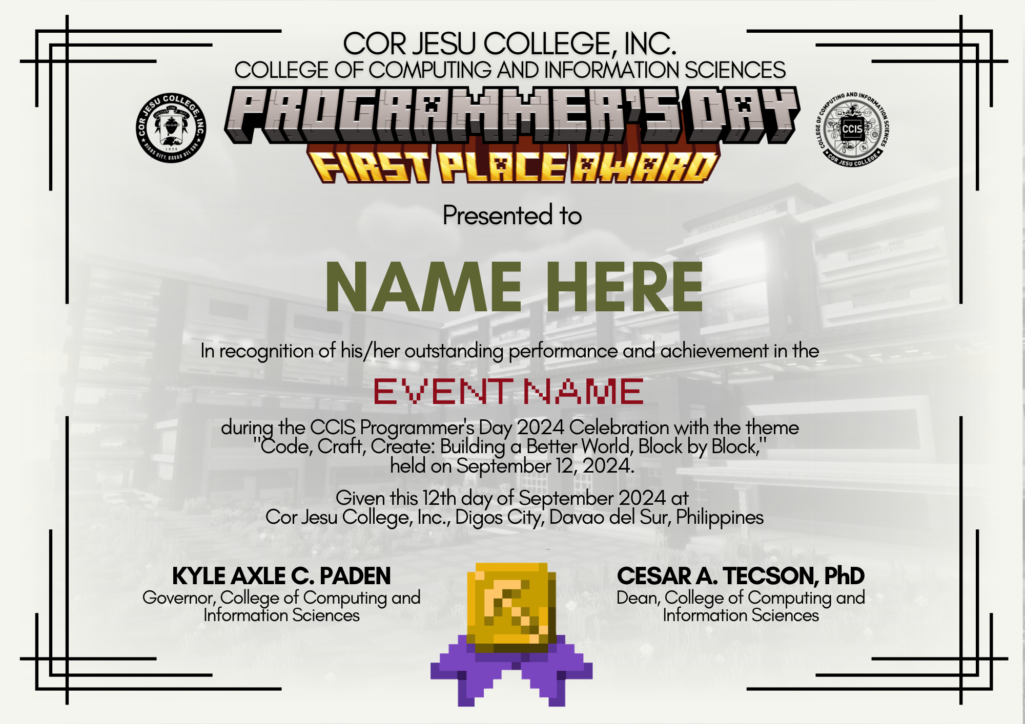 Programmer's Day certificates